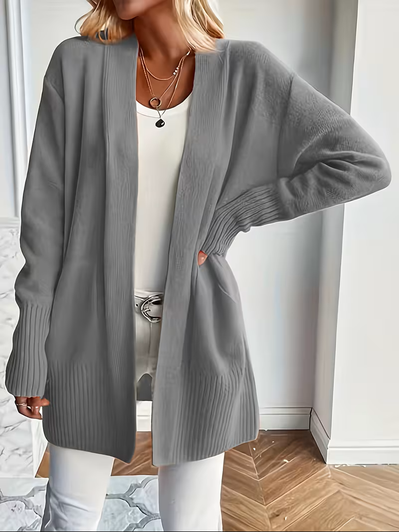 Helvano | Lockere offene Strickjacke für Damen