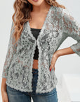 Helvano | Damen Strickjacke mit Blumen-Lochmuster