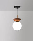 Helvano | Deckenleuchte mit Glaskugel in Holzoptik