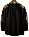 Helvano | Strukturierter Herren-Pullover mit Ellbogen-Patches