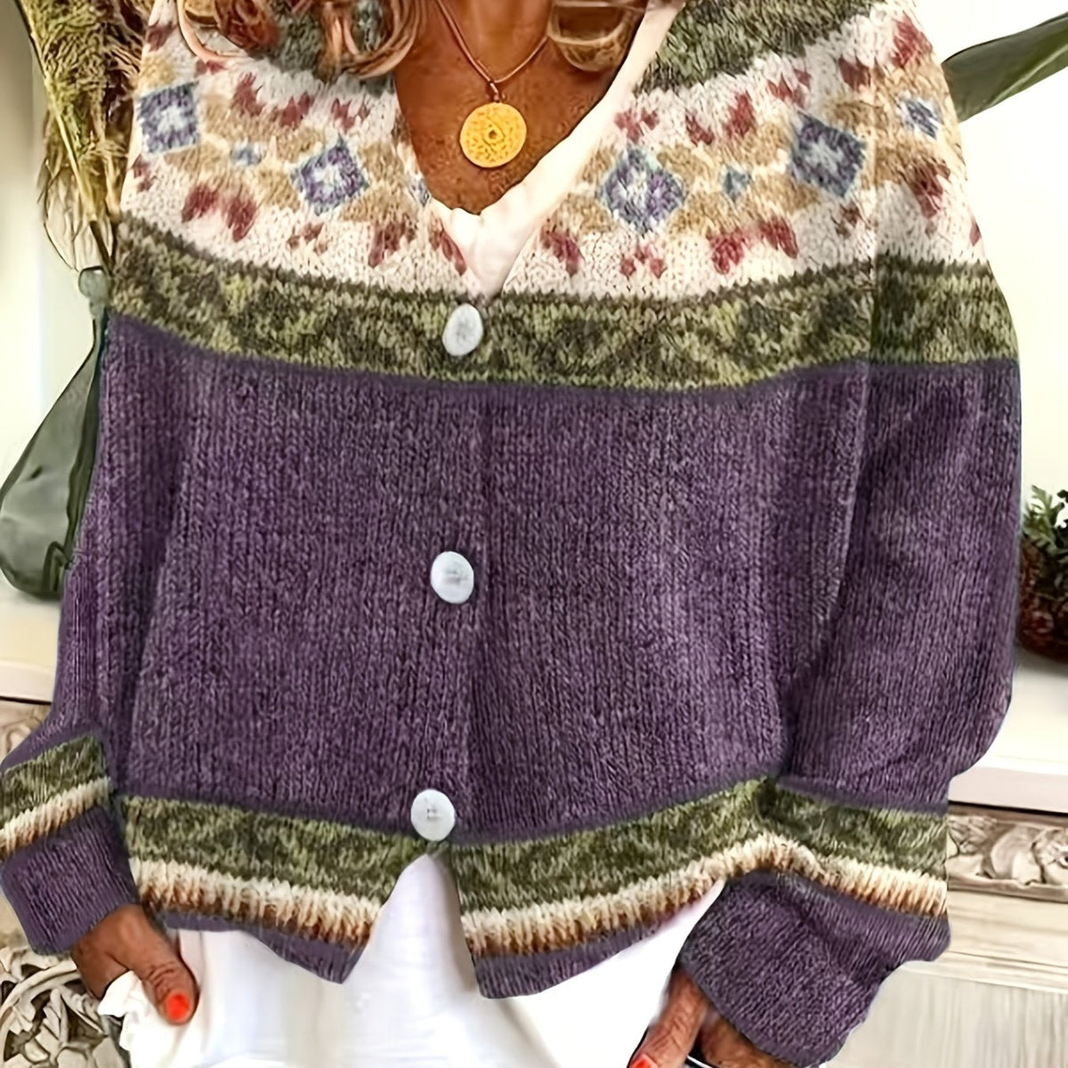 Helvano | Gemusterte Herren-Strickjacke mit Knopfleiste