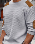 Helvano | Strukturierter Herren-Pullover mit Ellbogen-Patches