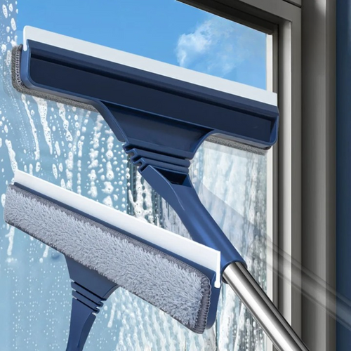 Helvano | 2-in-1 Fensterwischer mit Teleskopstiel