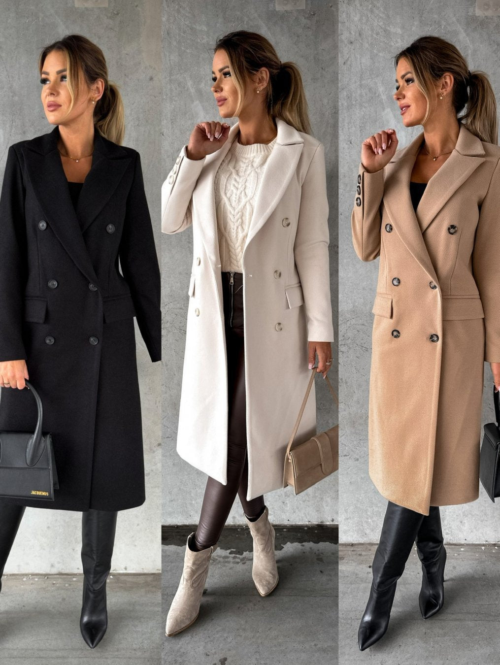 Helvano | Zweireihiger Wollmischung-Mantel für Damen