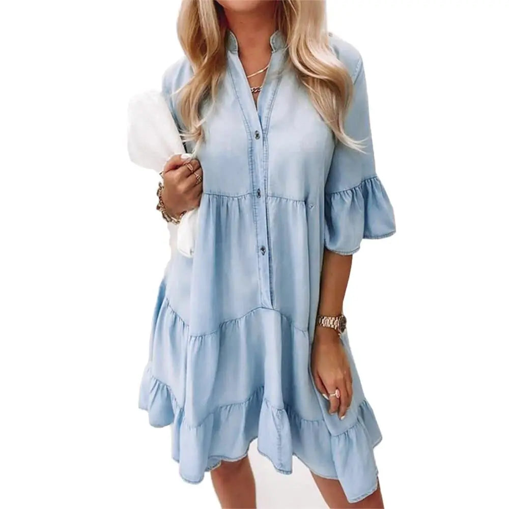 Helvano | Lockeres Jeanskleid für Damen in Blau