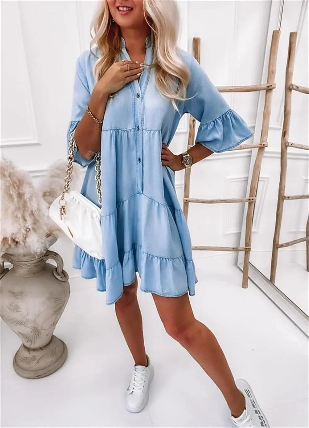 Helvano | Lockeres Jeanskleid für Damen in Blau