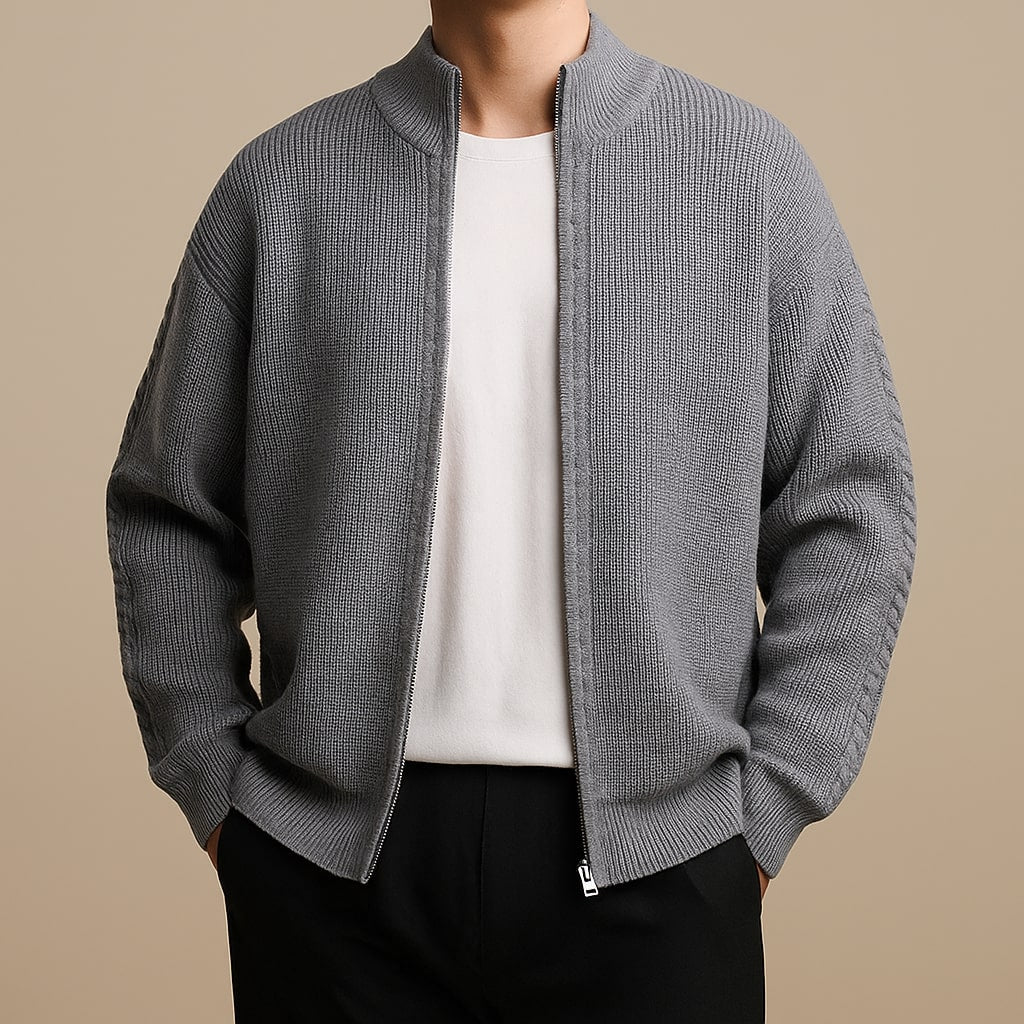 Helvano | Herren Rippstrickpullover mit Zip