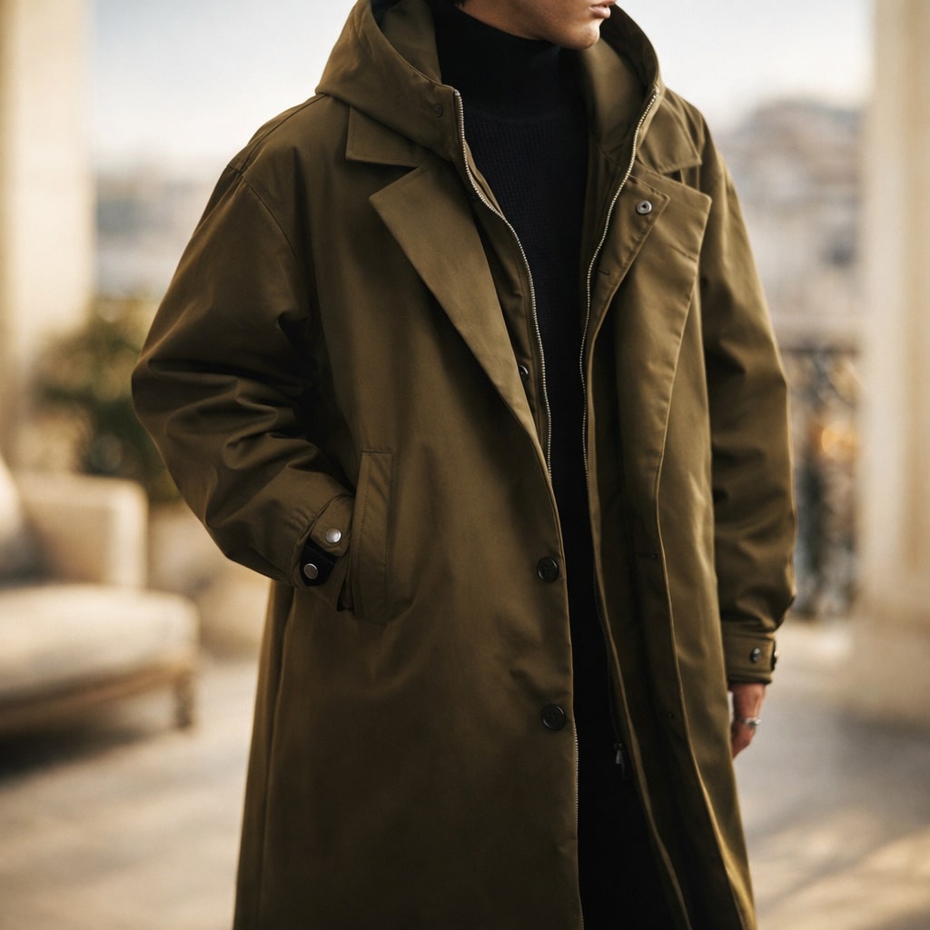 Helvano | Langer Layered-Mantel für Herren