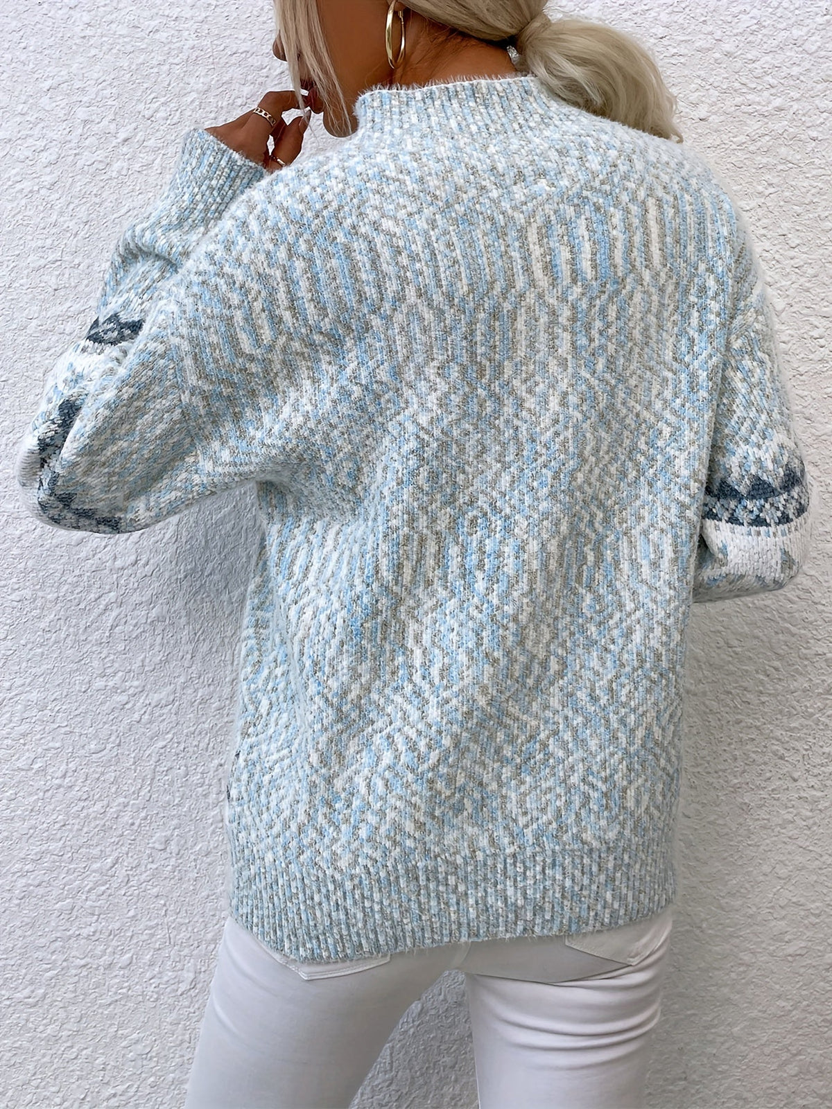 Helvano | Damen Strickpullover mit Stehkragen und Schneeflocken
