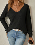 Helvano | Lochstrick-Pullover mit V-Ausschnitt für Damen
