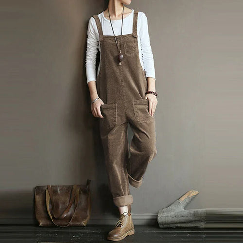 Helvano | Ärmelloser Cord-Overall mit weitem Bein für Damen