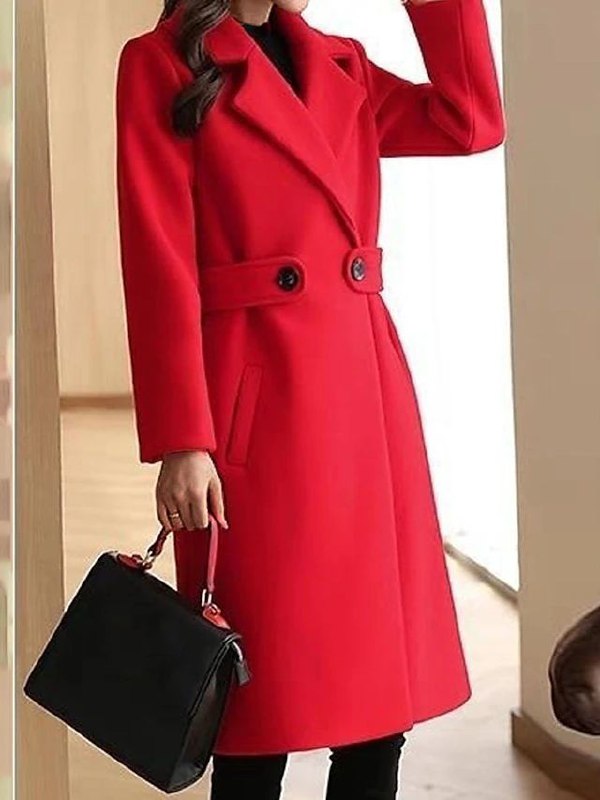 Helvano | Slim-Fit Wollmantel mit Gürtel für Damen