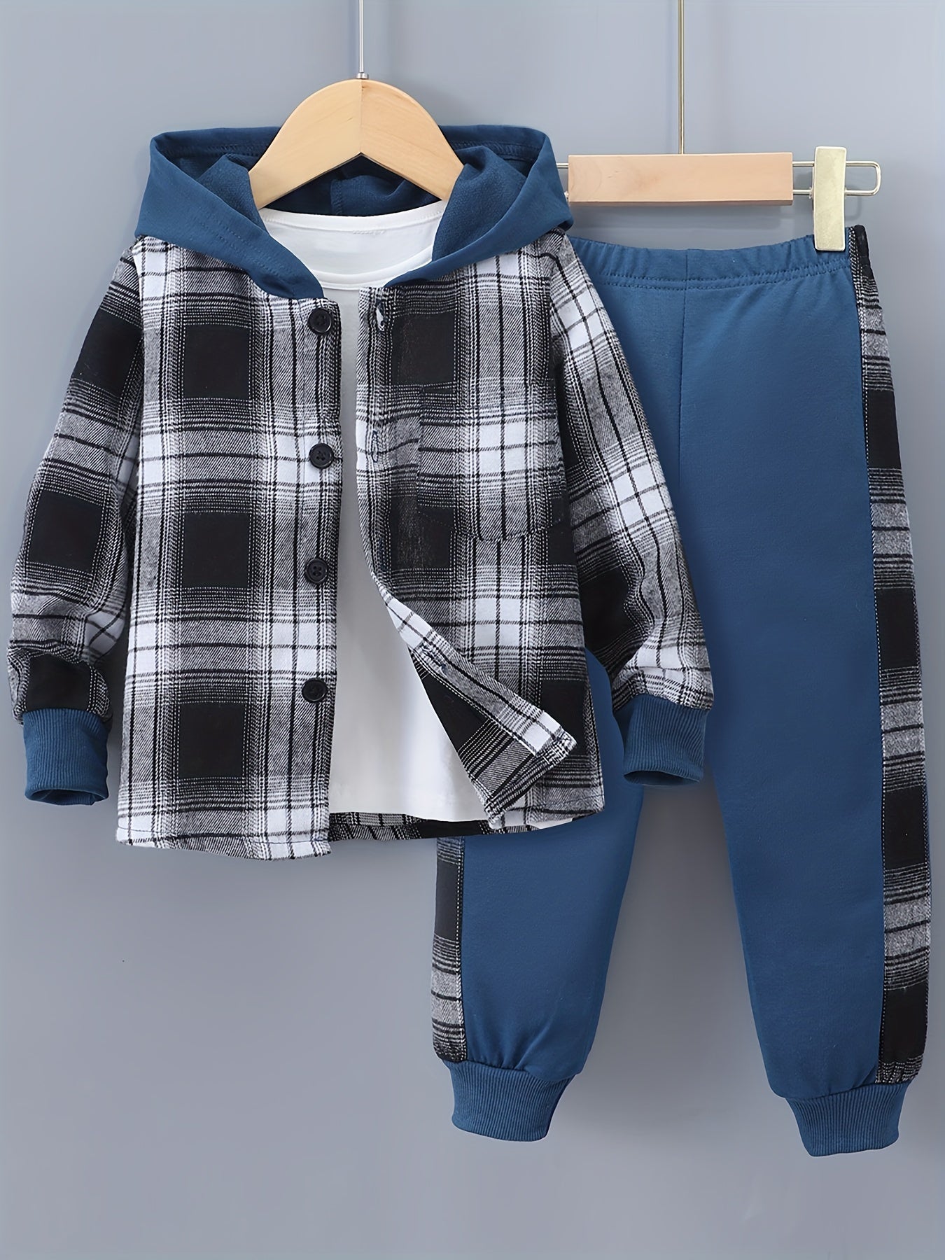 Helvano | 2-teiliges Jungen-Set mit Karo-Hoodie und Jogginghose