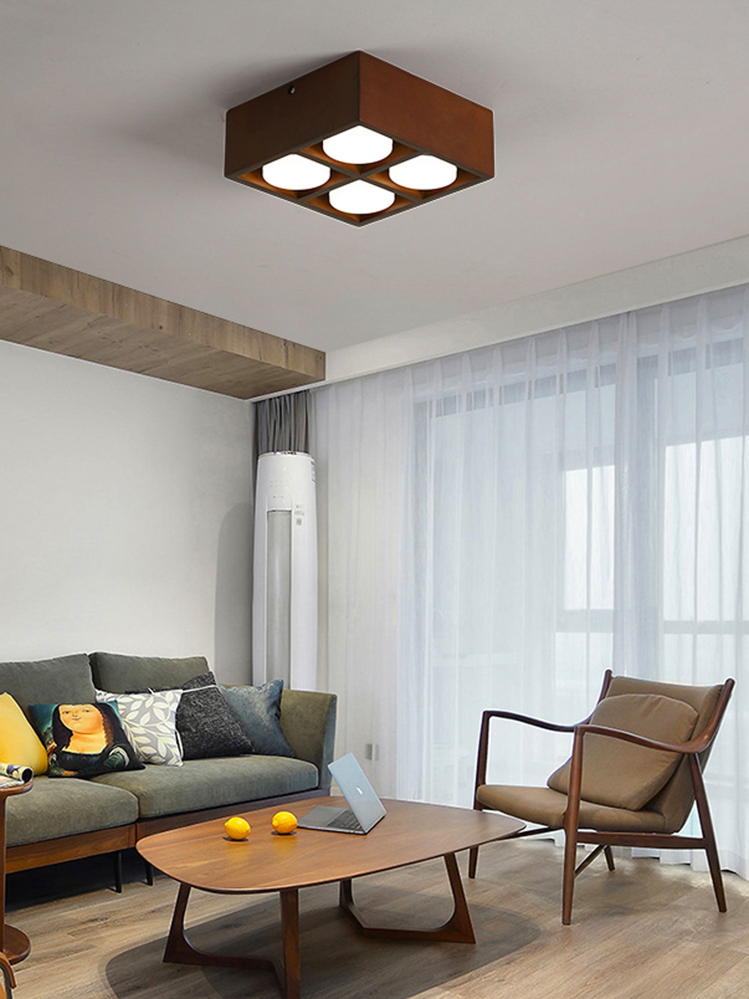 Helvano | Holz-Deckenleuchte für Wohnzimmer