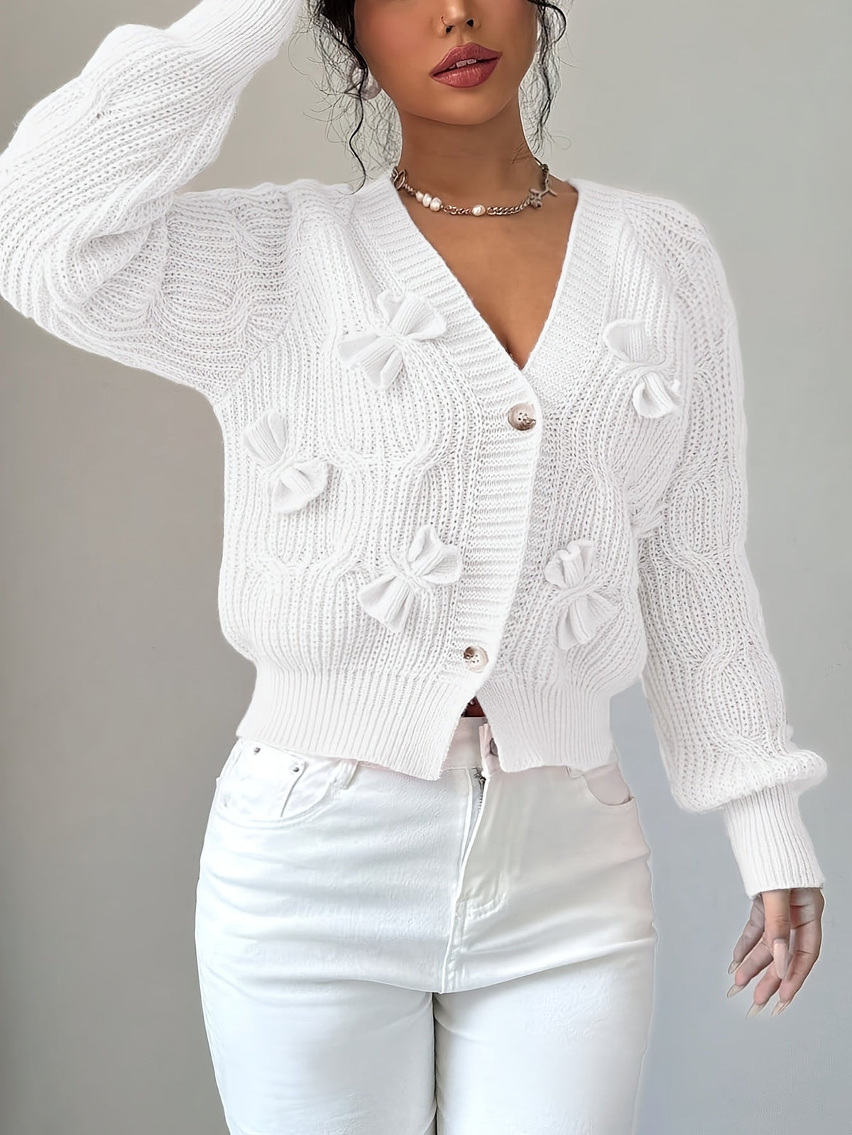 Helvano | Strickjacke mit Schleifendetail für Damen