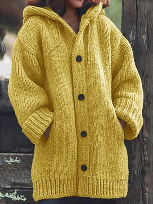 Helvano | Lange Oversized Strickjacke mit Kapuze für Damen
