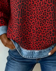 Helvano | Damen Patchwork-Pullover mit Leopardenmuster