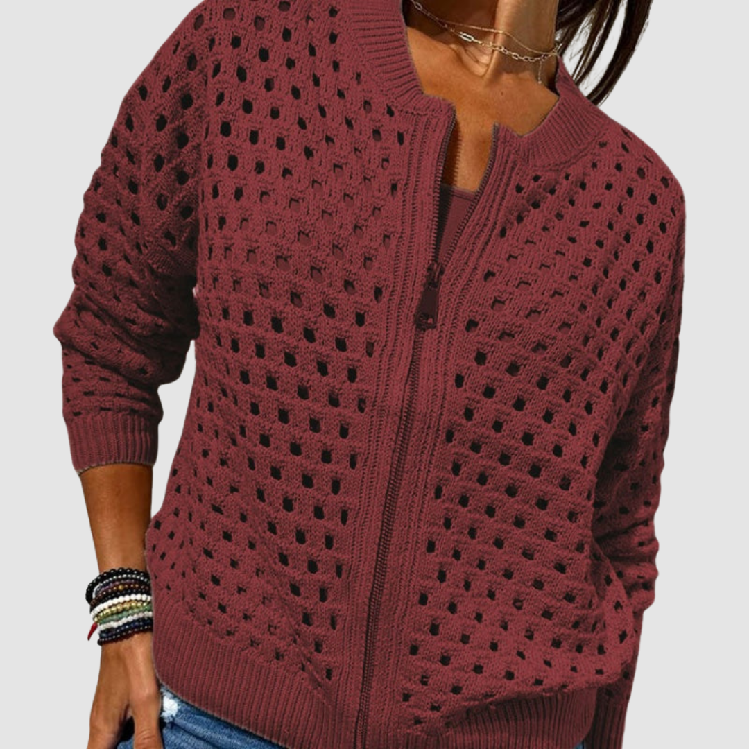 Helvano | Strickjacke mit Lochmuster für Damen