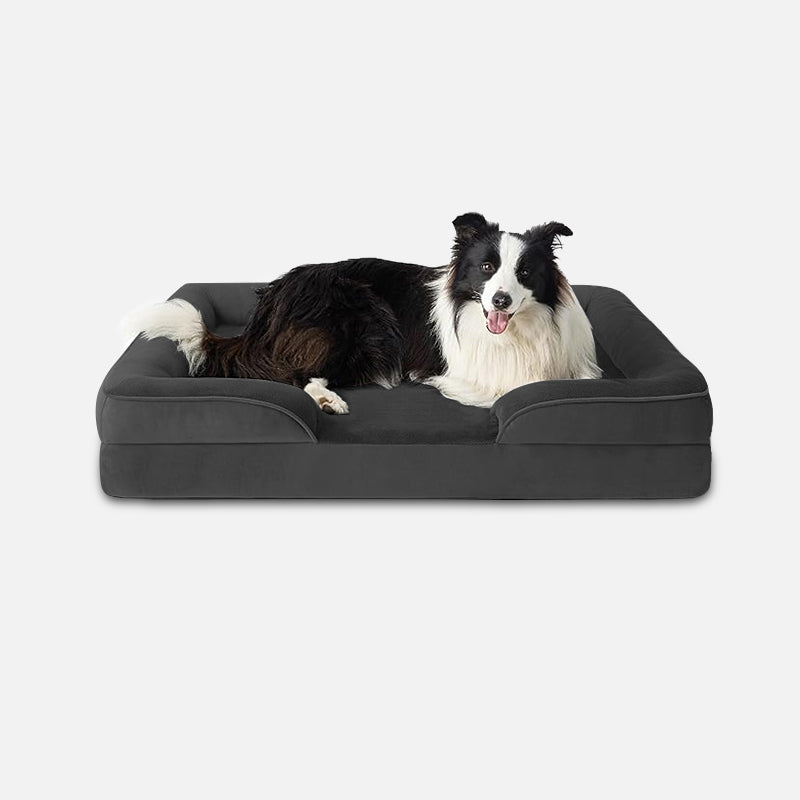 Helvano | Orthopädisches Hundebett in Grau &amp; Schwarz