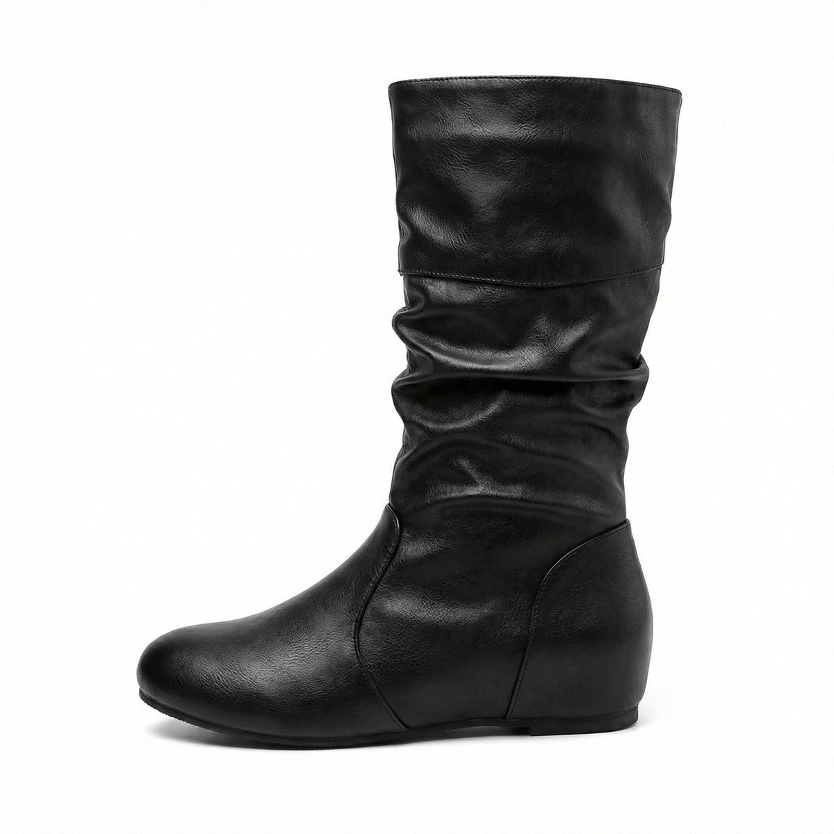 Helvano | Flache Damen-Stiefel mit Raffung bis zum Knie