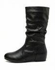 Helvano | Flache Damen-Stiefel mit Raffung bis zum Knie