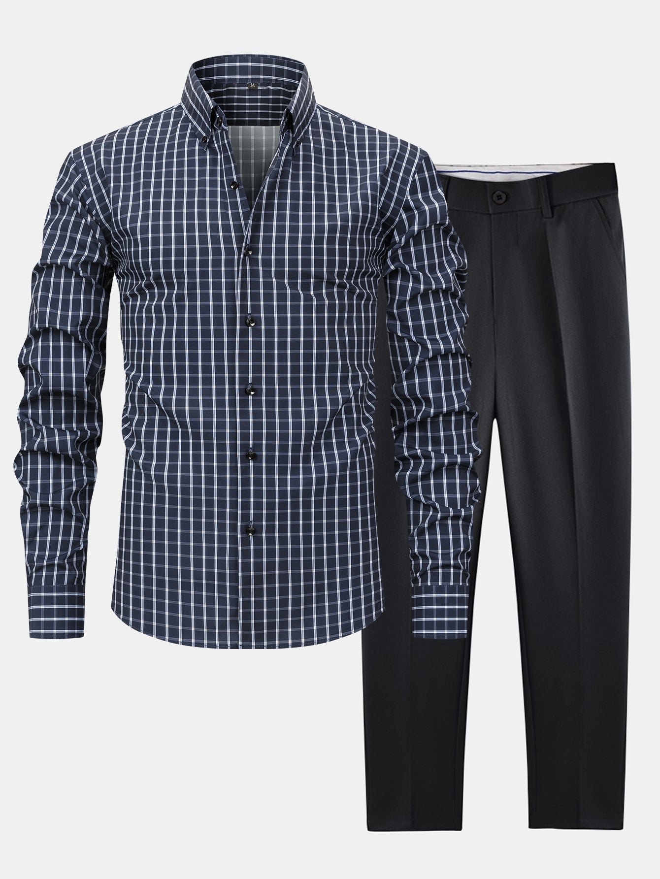 Helvano | Herren-Set: Kariertes Hemd &amp; Slim-Fit-Hose