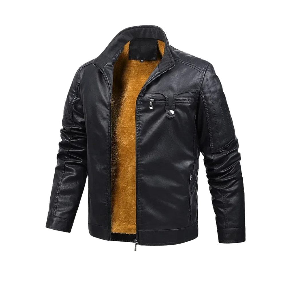 Helvano | Retro Lederjacke mit Fleecefutter für Herren