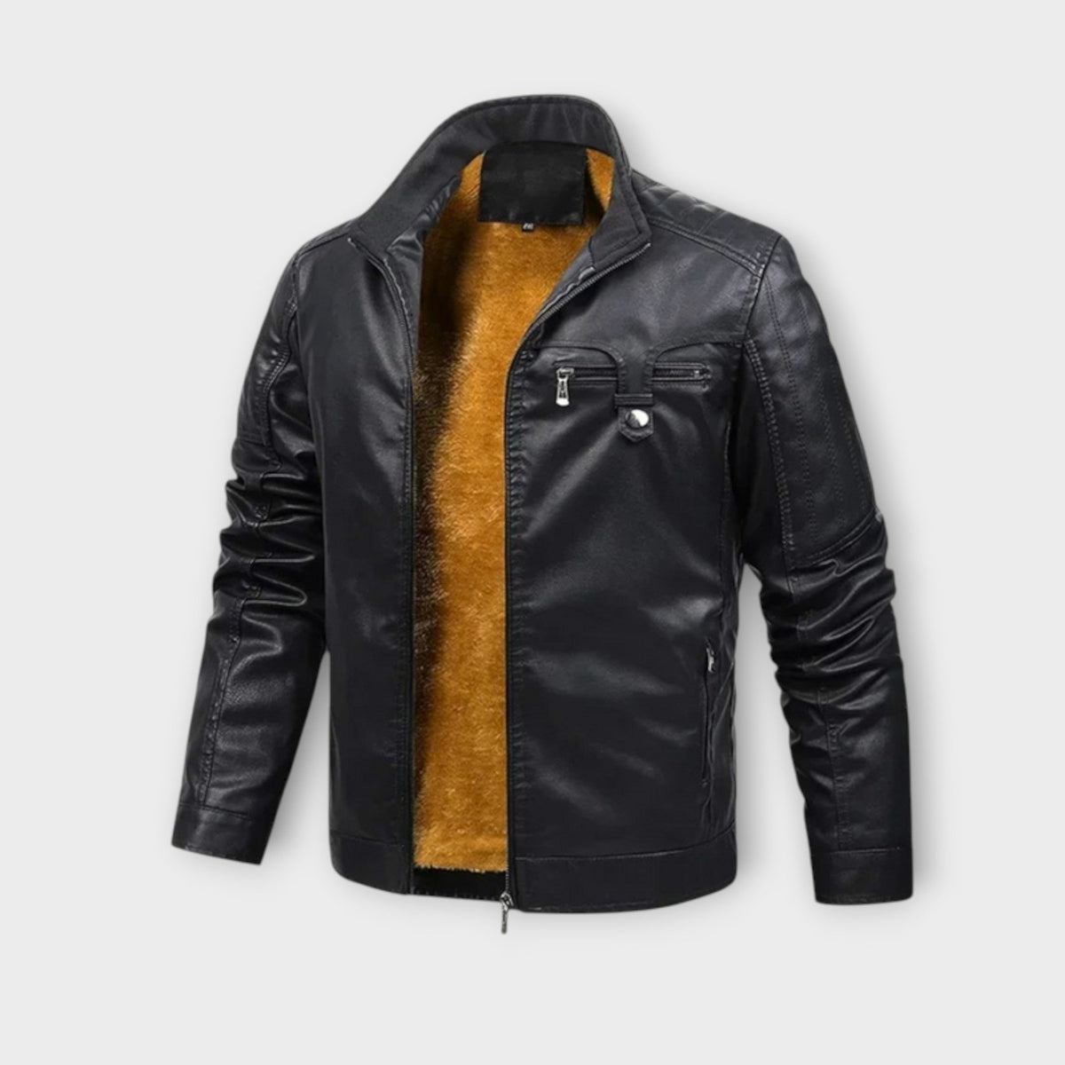 Helvano | Herren Lederjacke mit Fleecefutter im Retro-Look