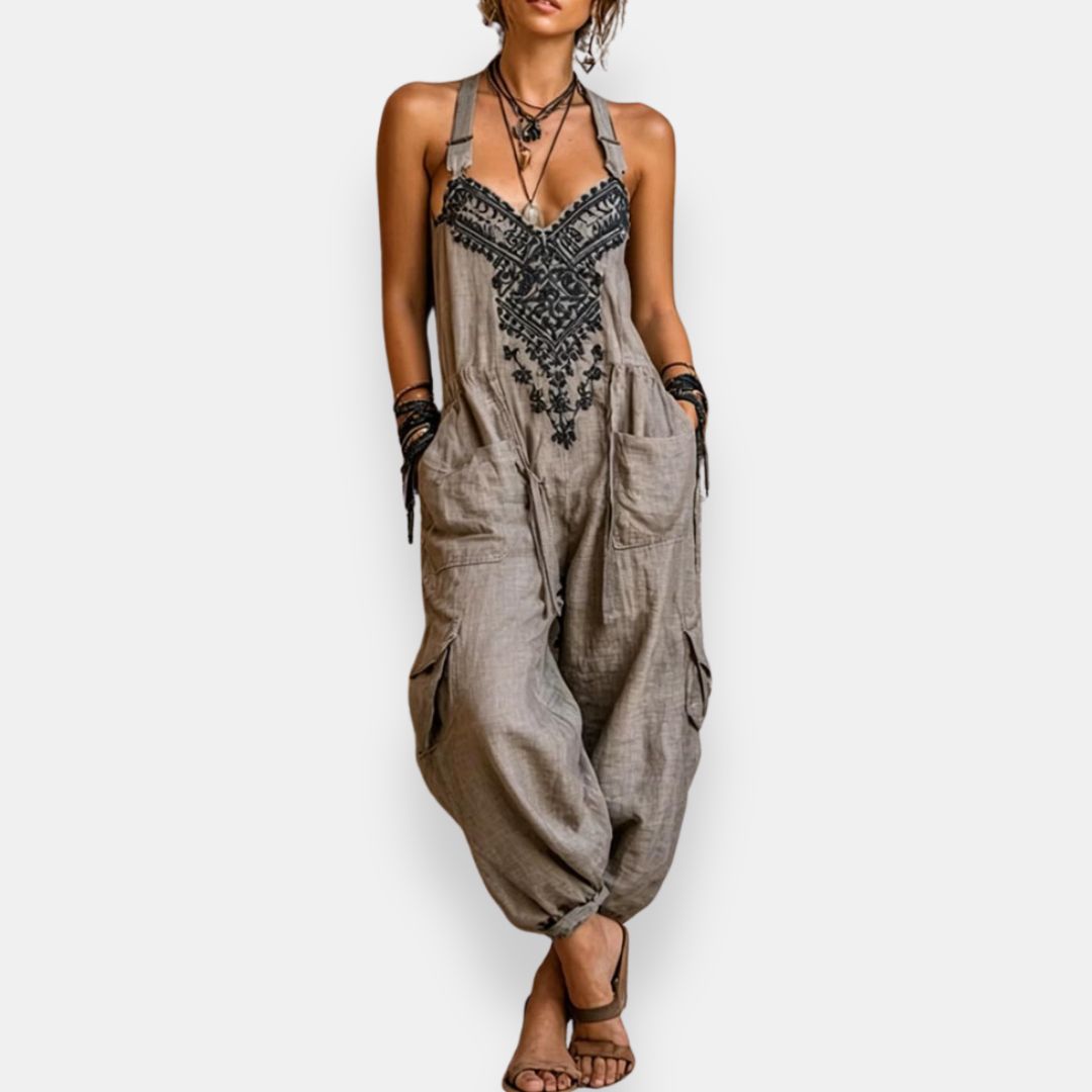 Helvano | Bestickter Boho-Jumpsuit für Damen