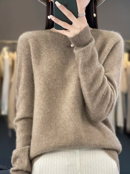 Helvano | Damen Strickpullover mit Rundhalsausschnitt