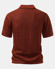 Helvano | Herren-Set Häkel-Poloshirt mit V-Ausschnitt & Leinenhose