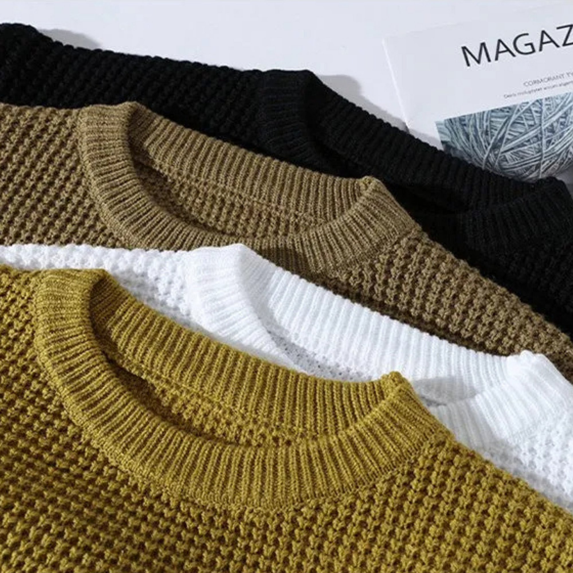 Helvano | Herren-Strickpullover mit Waffelstruktur