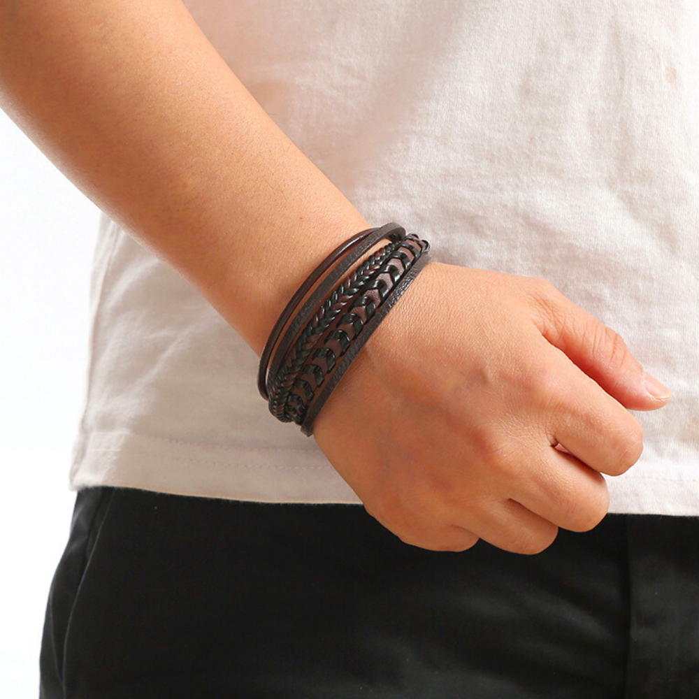 Helvano | Herren-Lederarmband in Schwarz