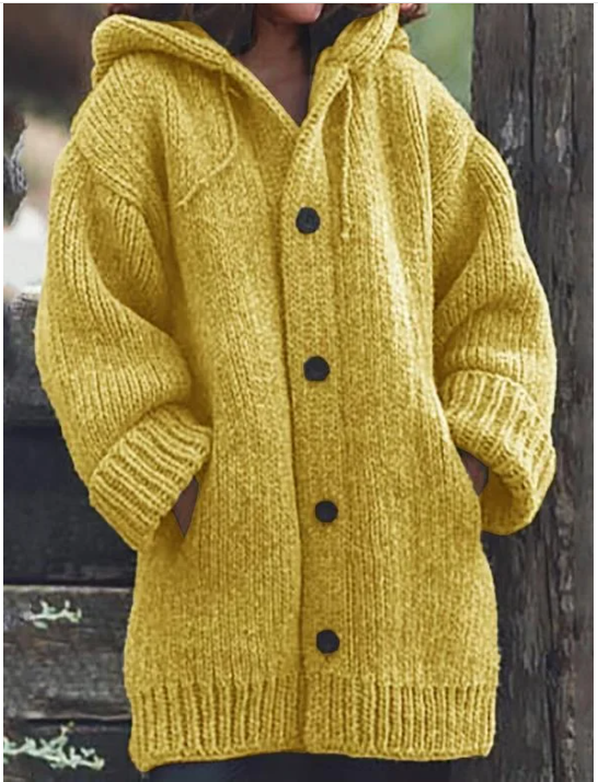Helvano | Strickjacke mit Kapuze und Knöpfen für Damen