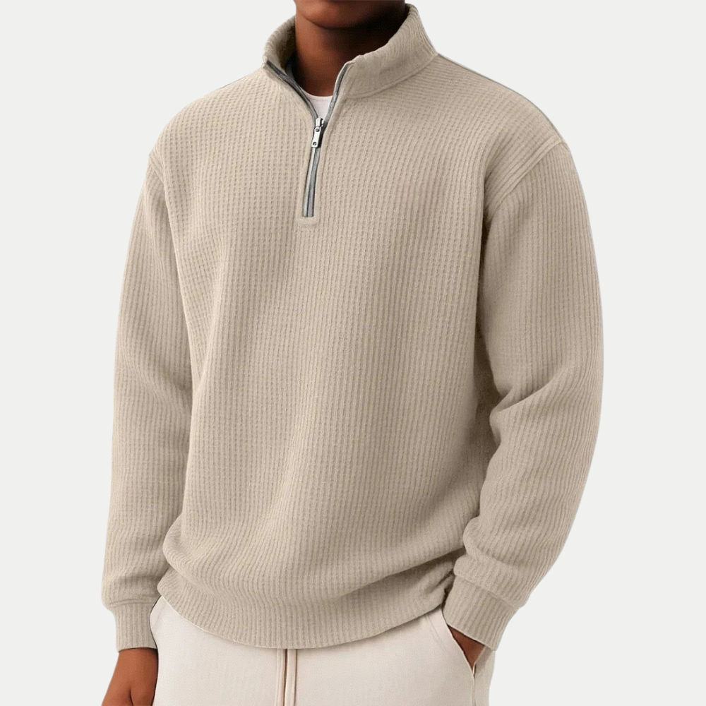 Helvano | Herren Strickpullover mit Zip-Kragen