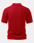 Helvano | Herren-Set Häkel-Poloshirt mit V-Ausschnitt & Leinenhose