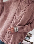 Helvano | Zopfstrick-Pullover mit Stehkragen für Damen