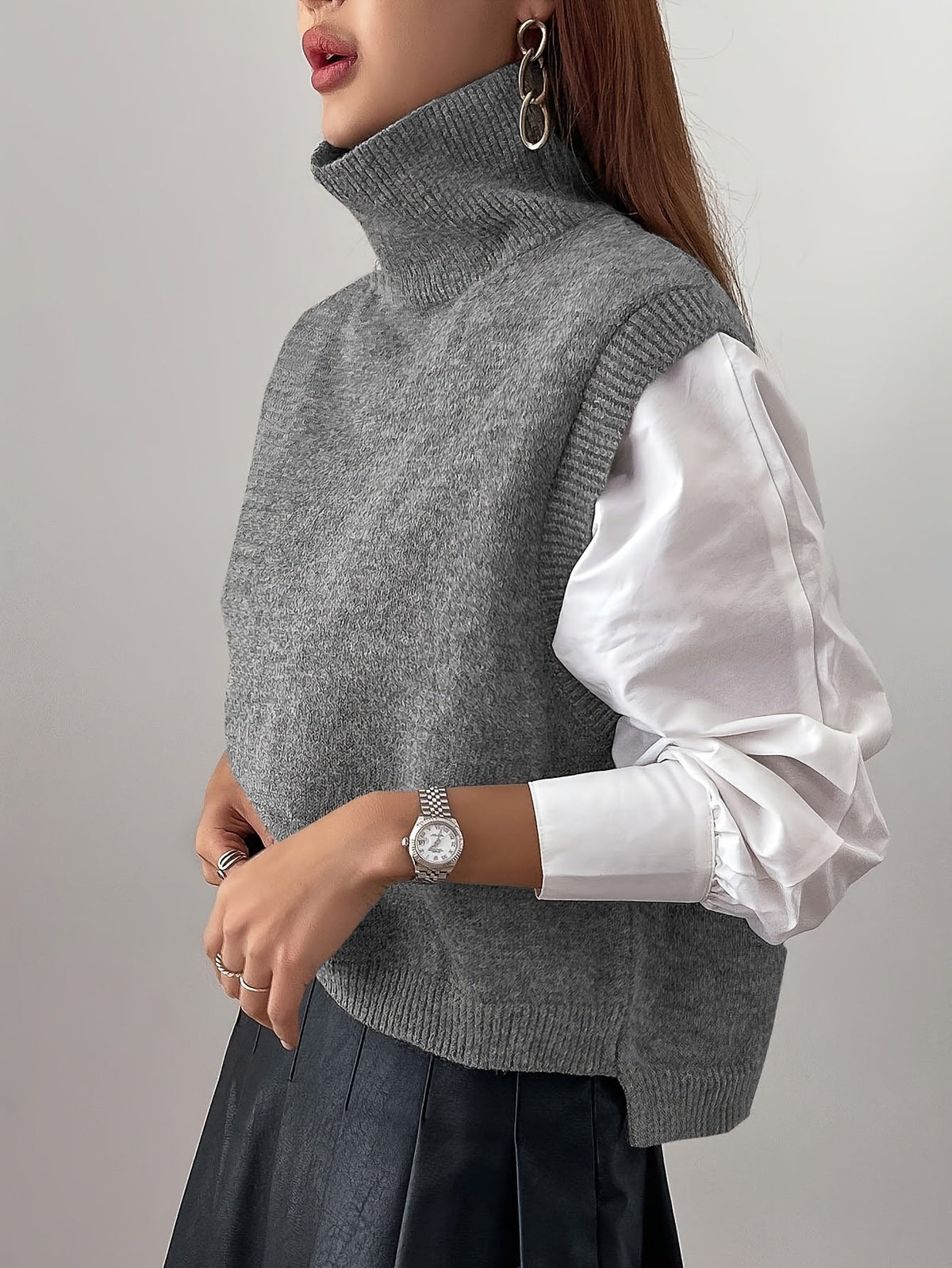 Helvano | Strick-Pullunder mit Stehkragen für Damen