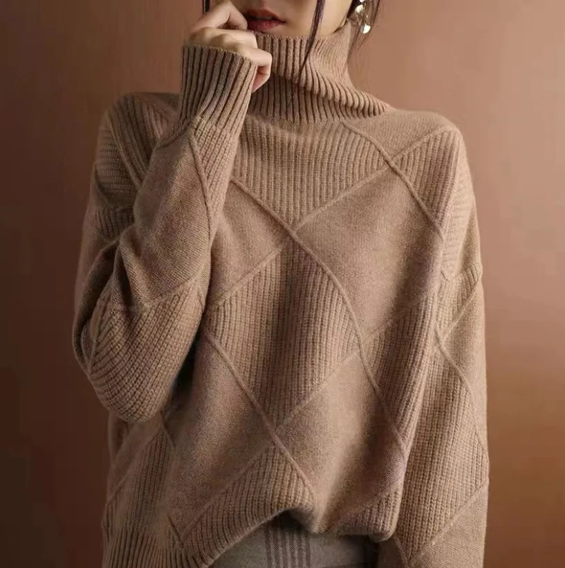 Helvano | Damen Strickpullover mit Stehkragen
