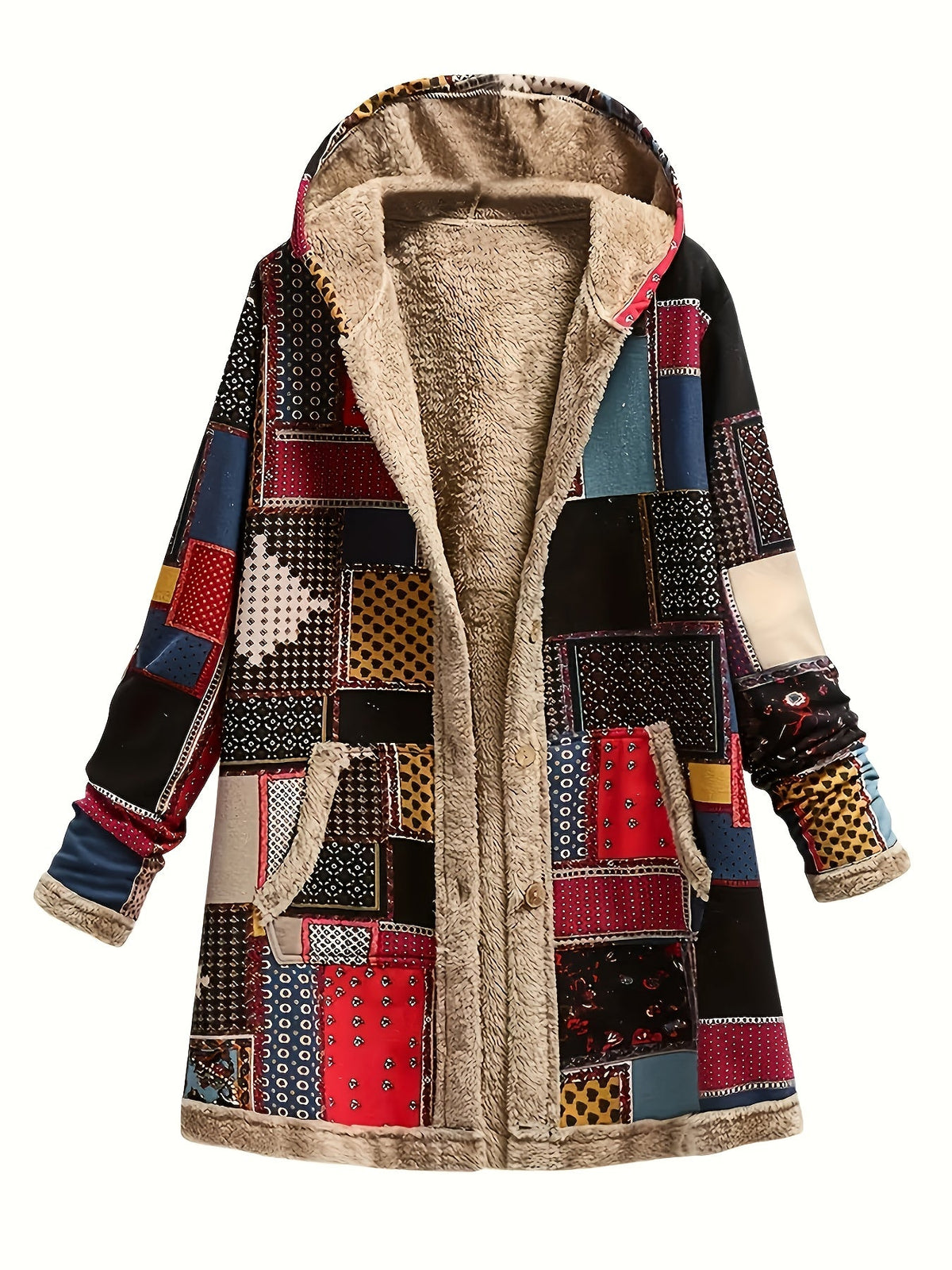 Helvano | Patchwork-Jacke mit Kapuze für Damen
