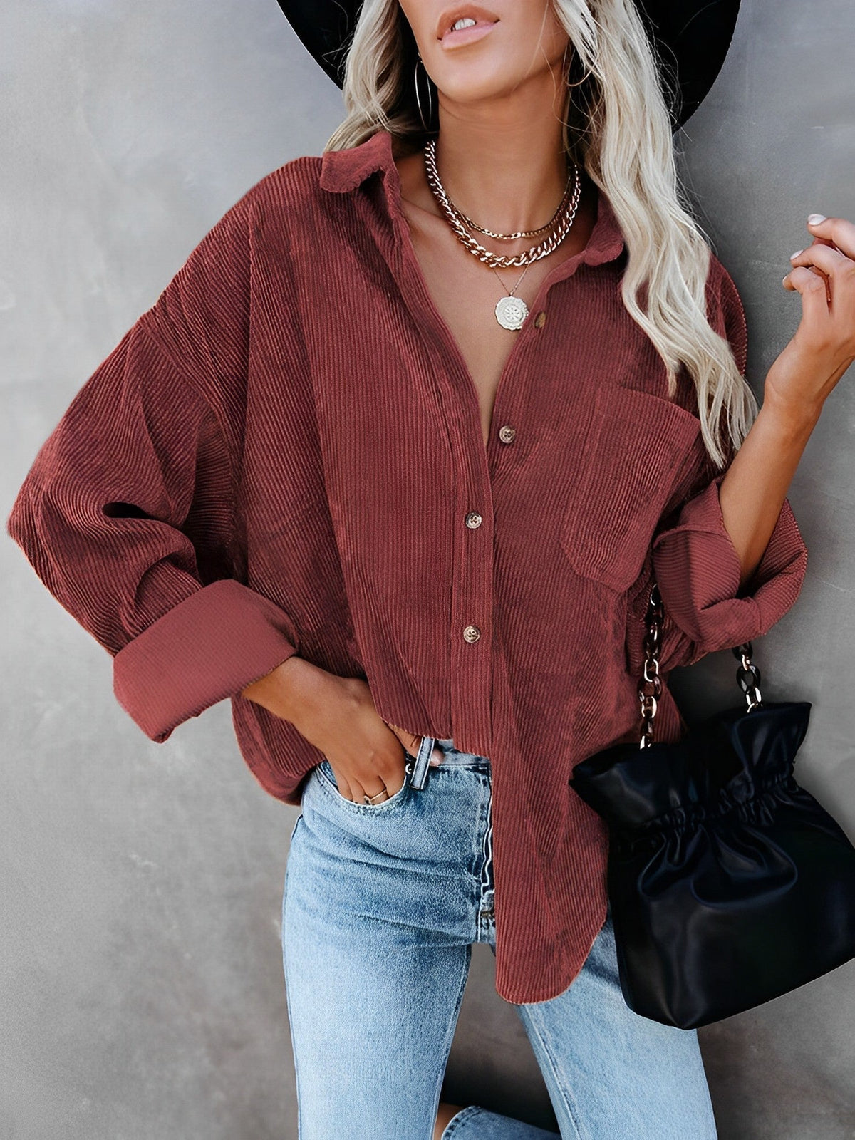 Helvano | Cordjacke mit Knöpfen für Damen