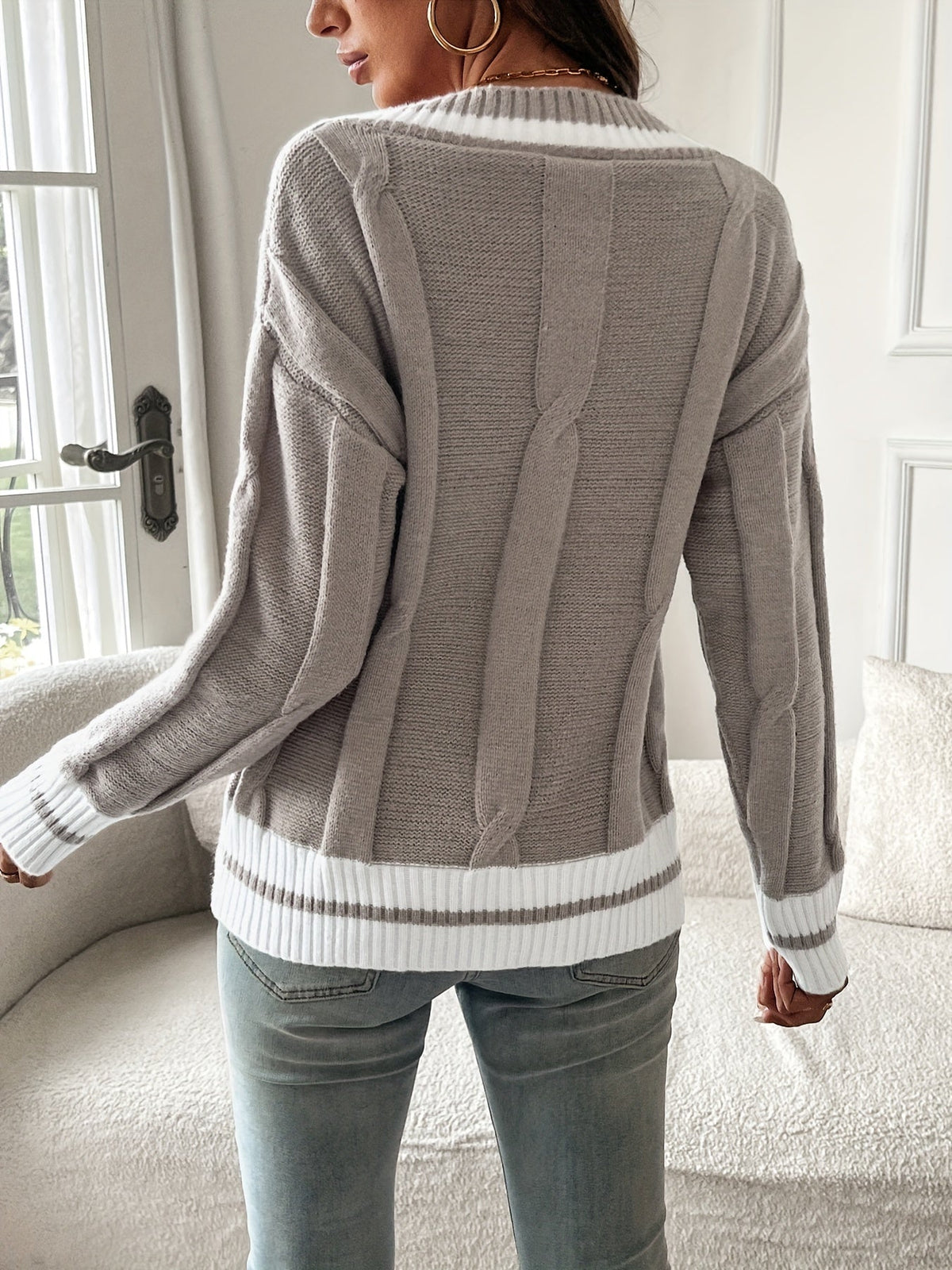 Helvano | Damen Strickpullover mit V-Ausschnitt