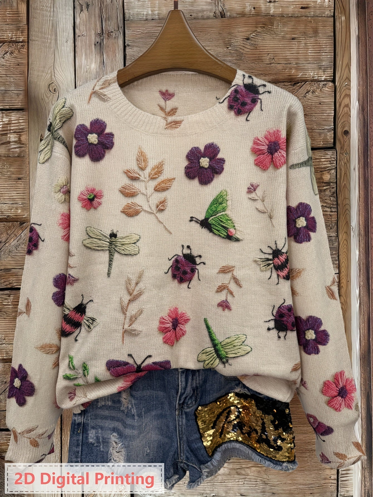 Helvano | Strickpullover mit Blumenprint für Damen