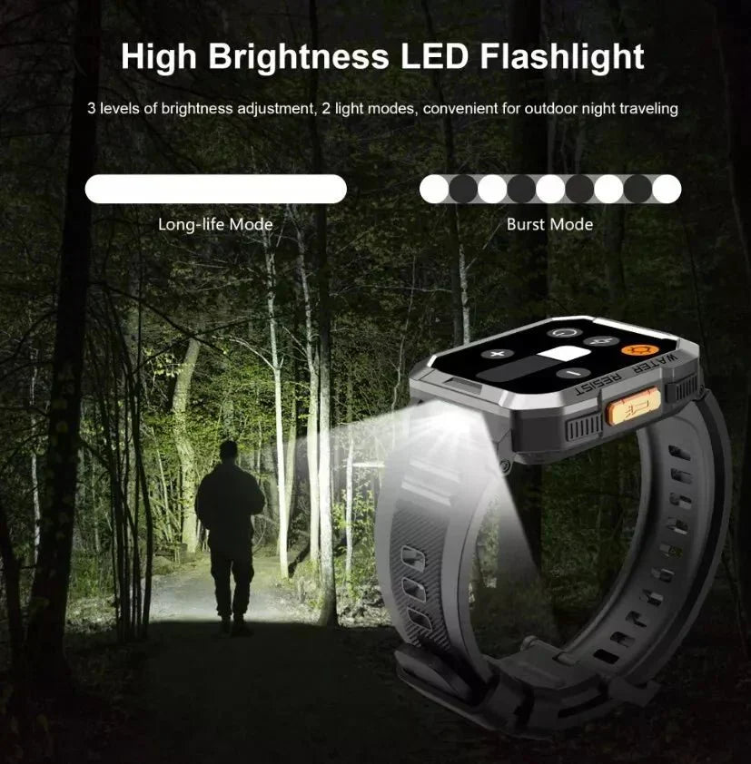 Helvano | Rugged Smartwatch mit Anruf &amp; SOS in Schwarz