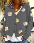 Helvano | Damen Strickjacke mit Blumenstickerei