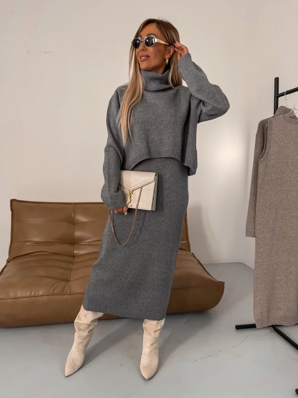 Helvano | Jersey-Midikleid mit Rollkragen für Damen