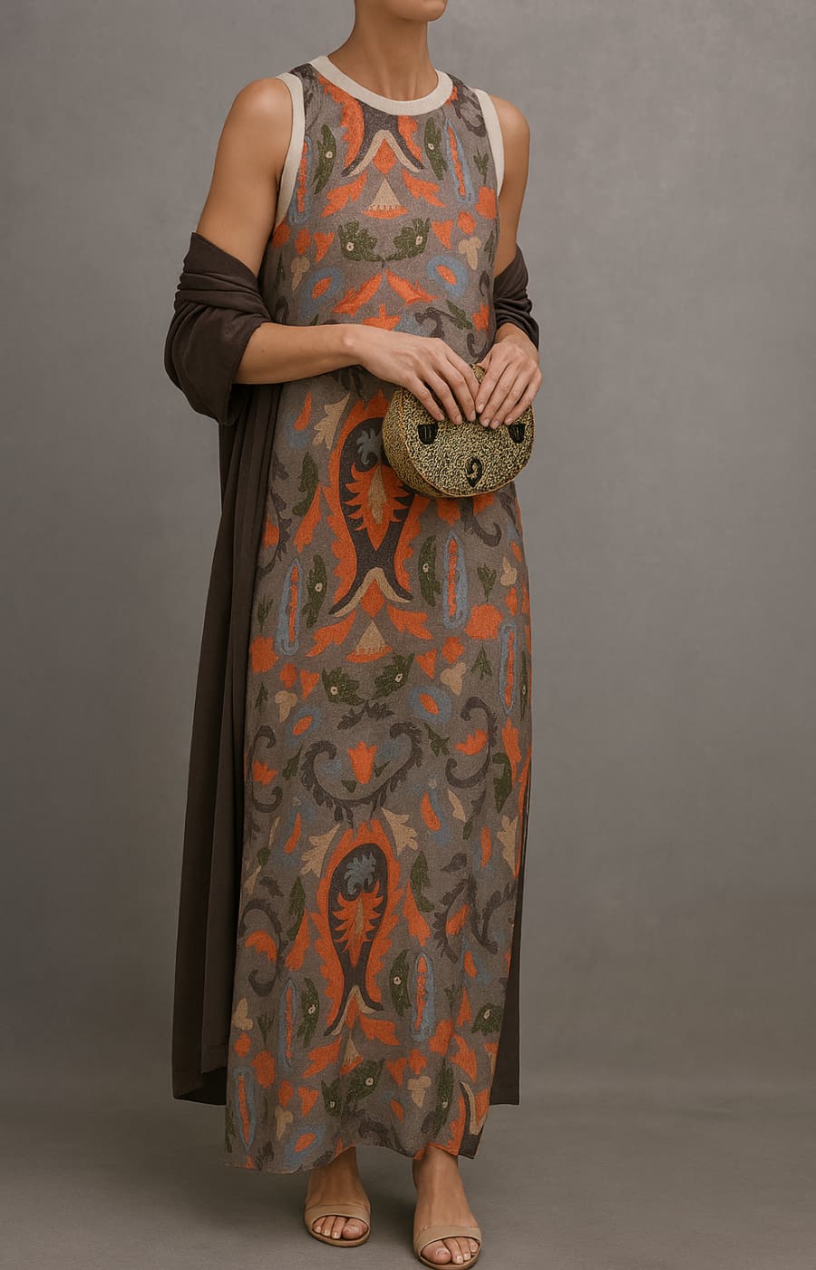 Helvano | Bedrucktes Kleid mit passendem Cardigan für Damen