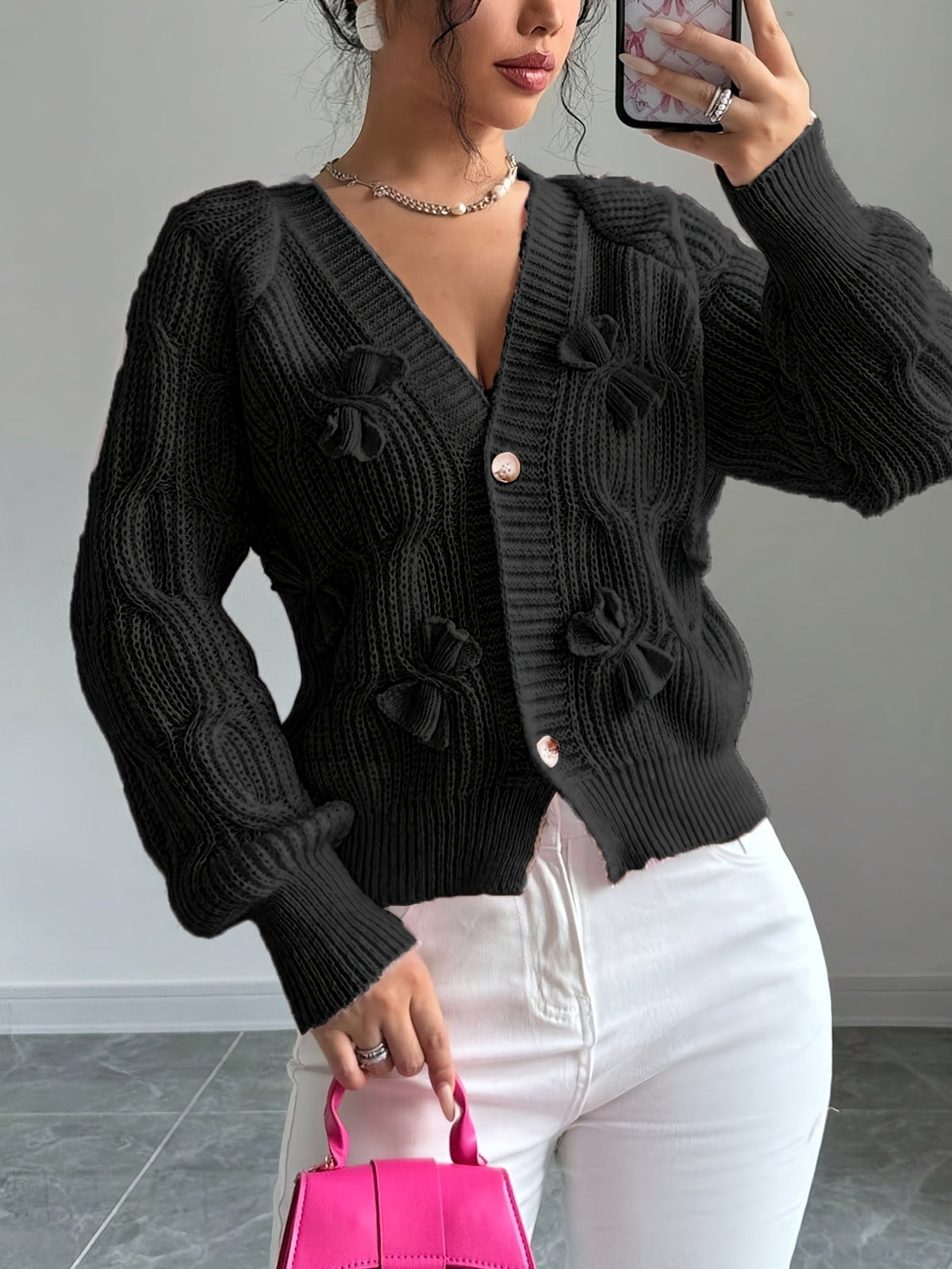 Helvano | Strickjacke mit Schleifendetail für Damen