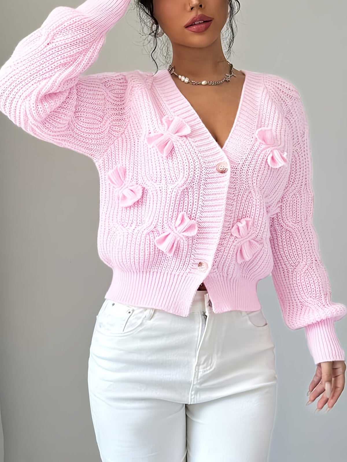 Helvano | Strickjacke mit Schleifendetail für Damen