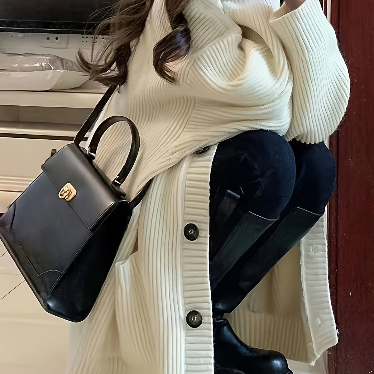 Helvano | Lockere Damen-Strickjacke mit Knopfleiste